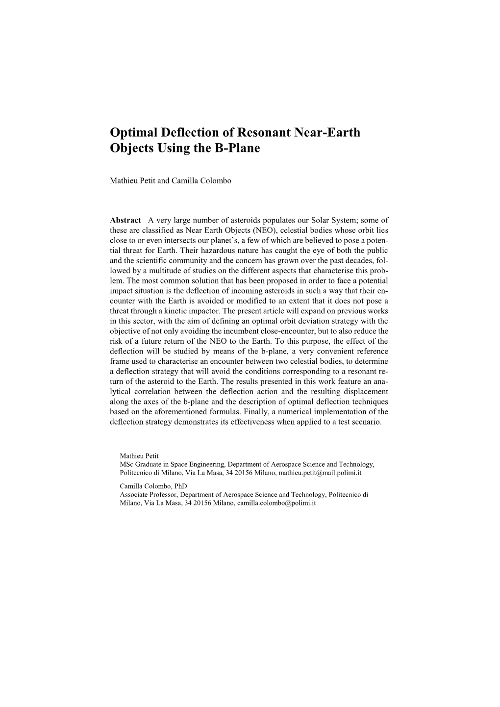 Optimal Deflection of Resonant Near-Earth Objects Using the B-Plane
