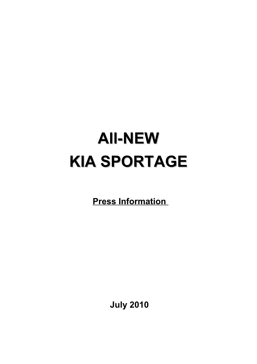 New Kia Sportage the All-New Urban-Friendly Compact SUV