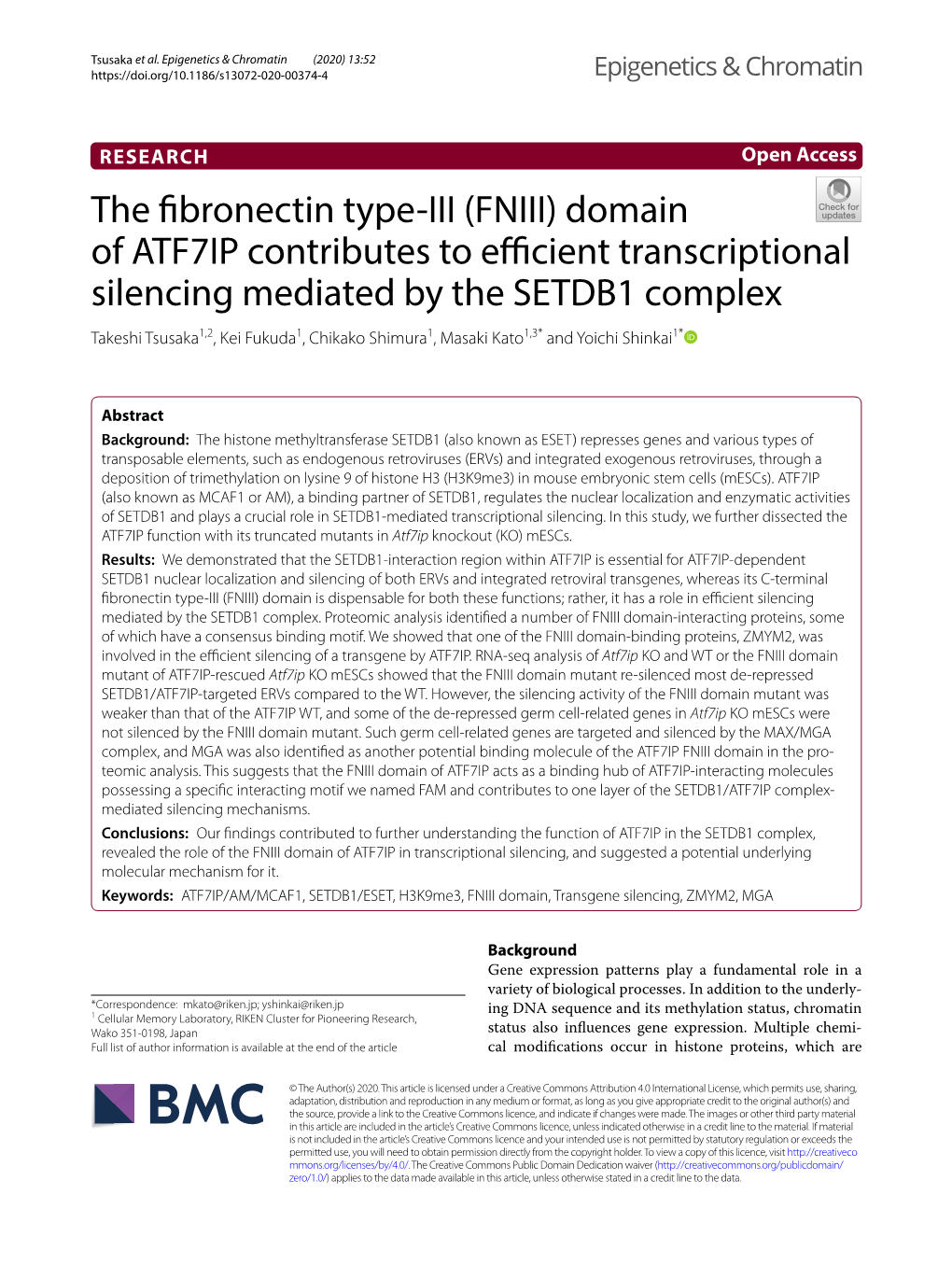 (FNIII) Domain of ATF7IP Contributes to Efficient Transcriptional Silencing Mediated by the SETDB1 Comp