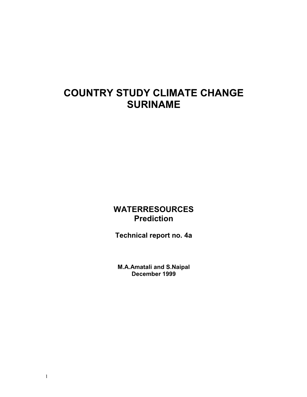 Country Study Climate Change Suriname