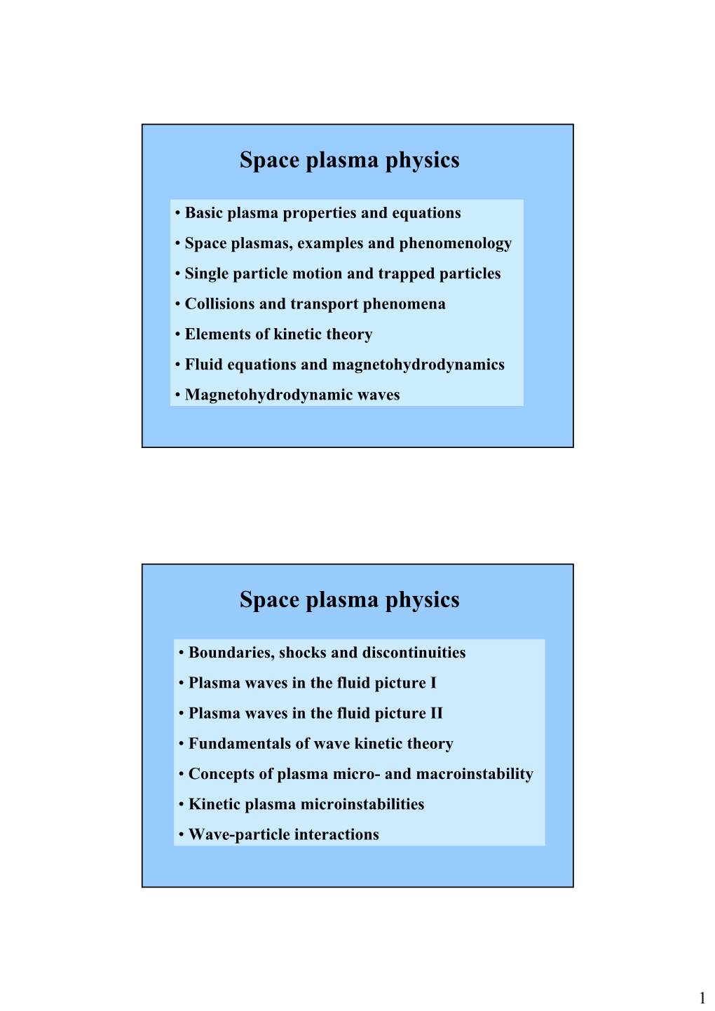 Space Plasma Physics