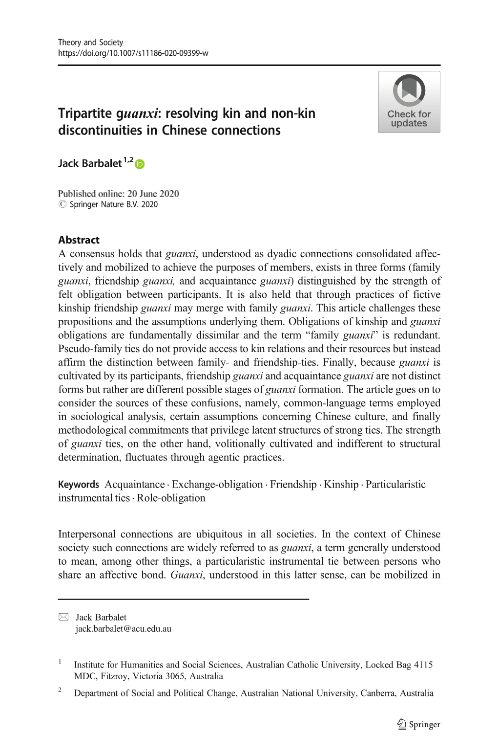 Tripartite Guanxi: Resolving Kin and Non-Kin Discontinuities in Chinese Connections