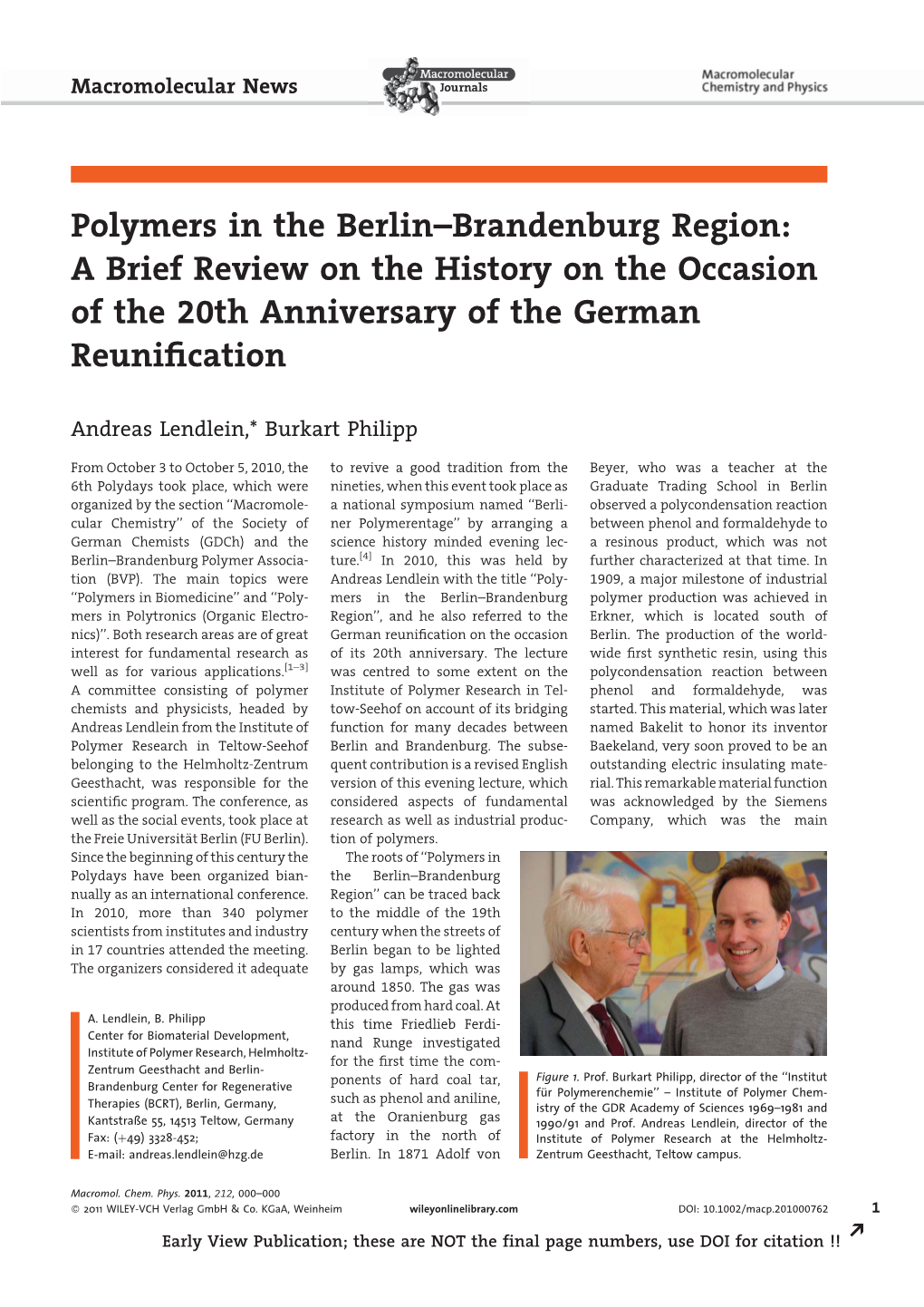 Polymers in the Berlinbrandenburg Region