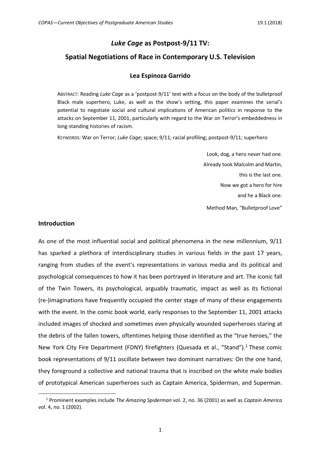 Luke Cage As Postpost-9/11 TV: Spatial Negotiations of Race in Contemporary U.S