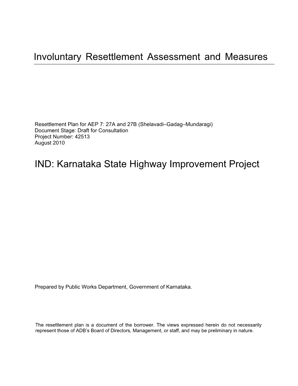 Shelavadi–Gadag–Mundaragi, Karnataka State Highway Improvement Project