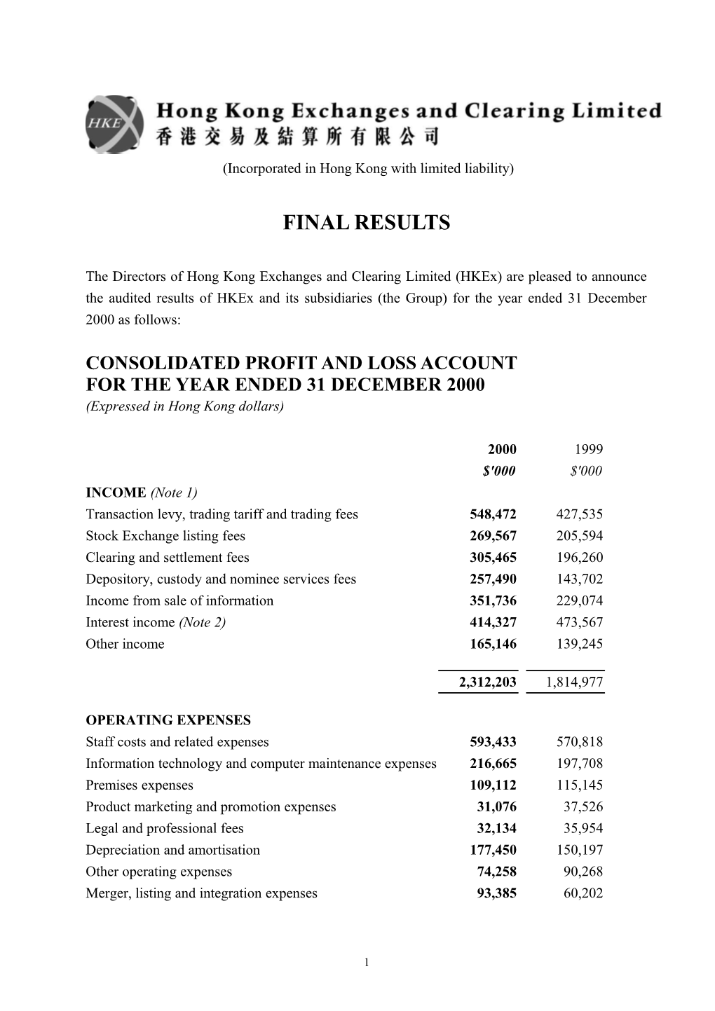 Incorporated in Hong Kong with Limited Liability