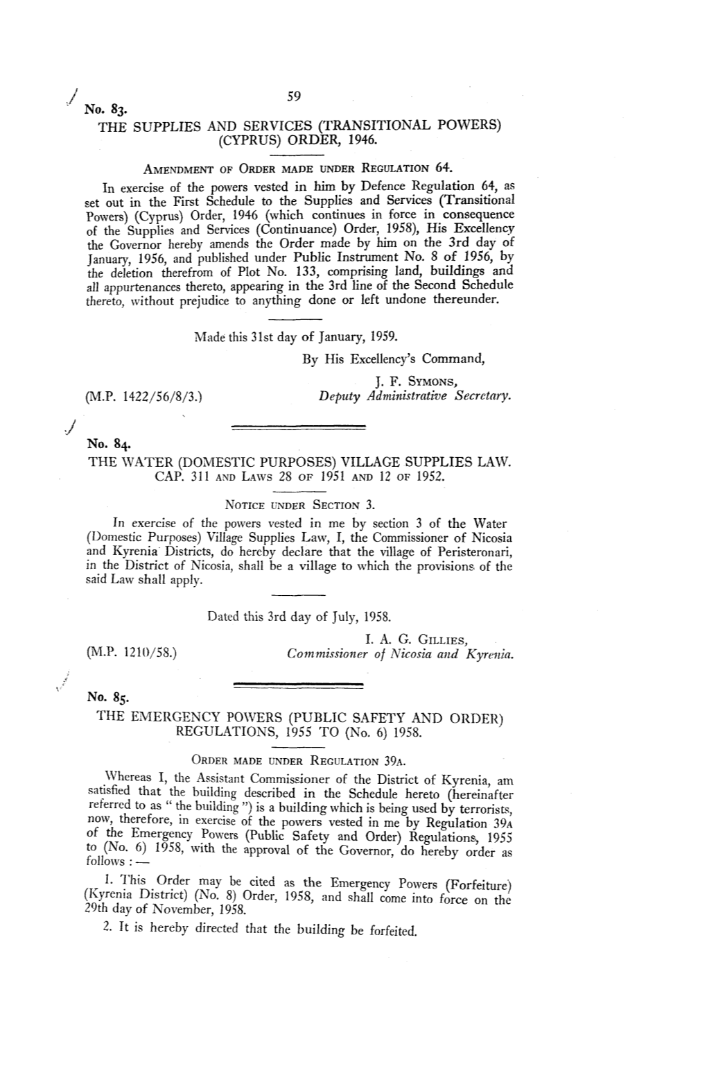 Transitional Powers) (Cyprus) Order, 1946