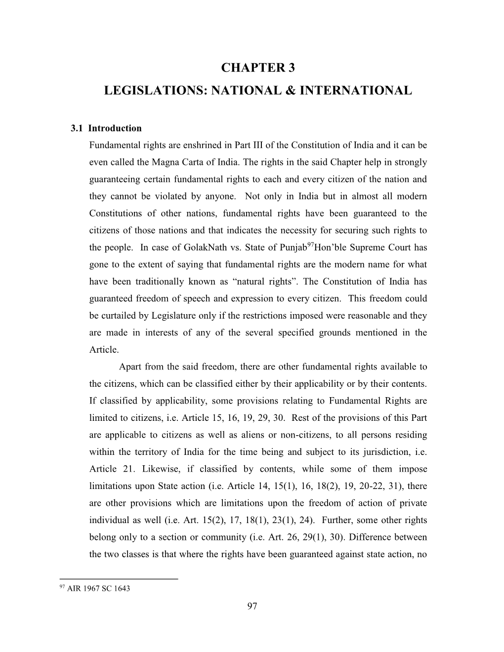 Chapter 3 Legislations: National & International