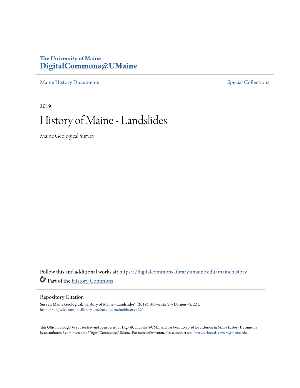History of Maine - Landslides Maine Geological Survey