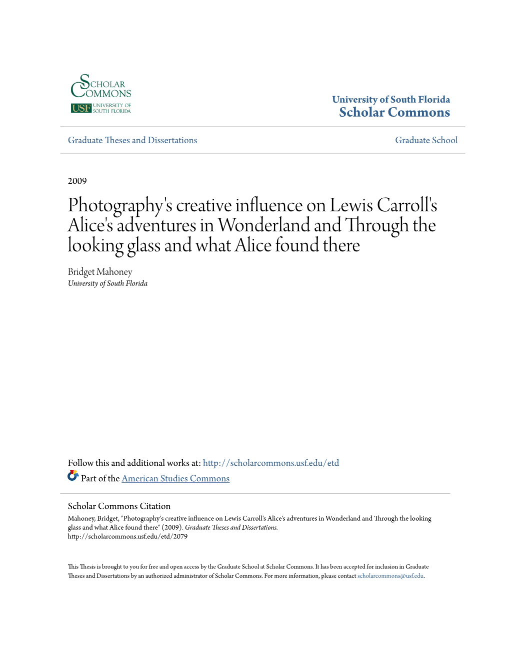 Photography's Creative Influence on Lewis Carroll's Alice's Adventures In