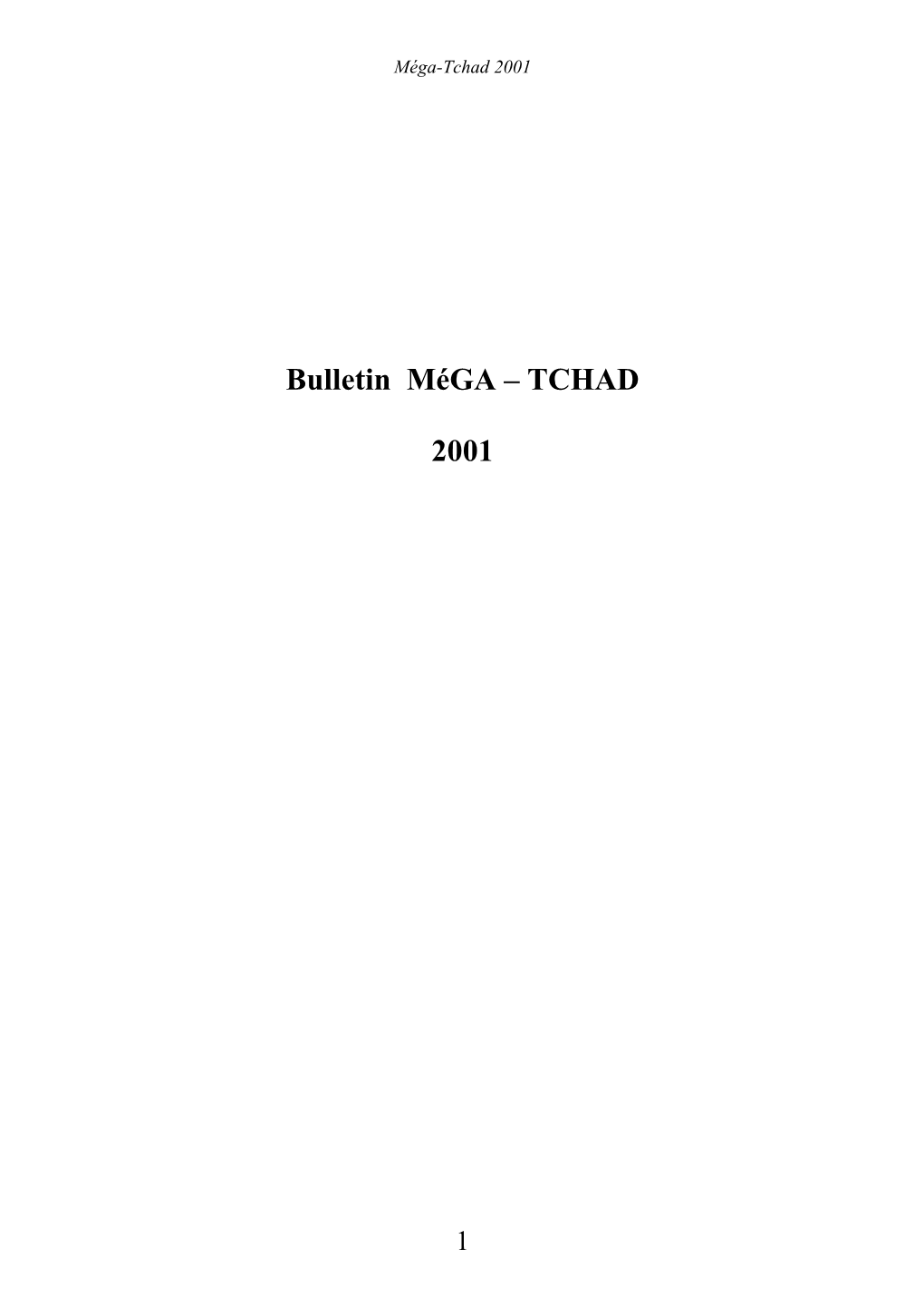 Bulletin Méga – TCHAD 2001