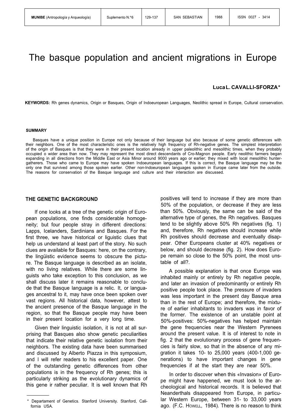 The Basque Population and Ancient Migrations in Europe