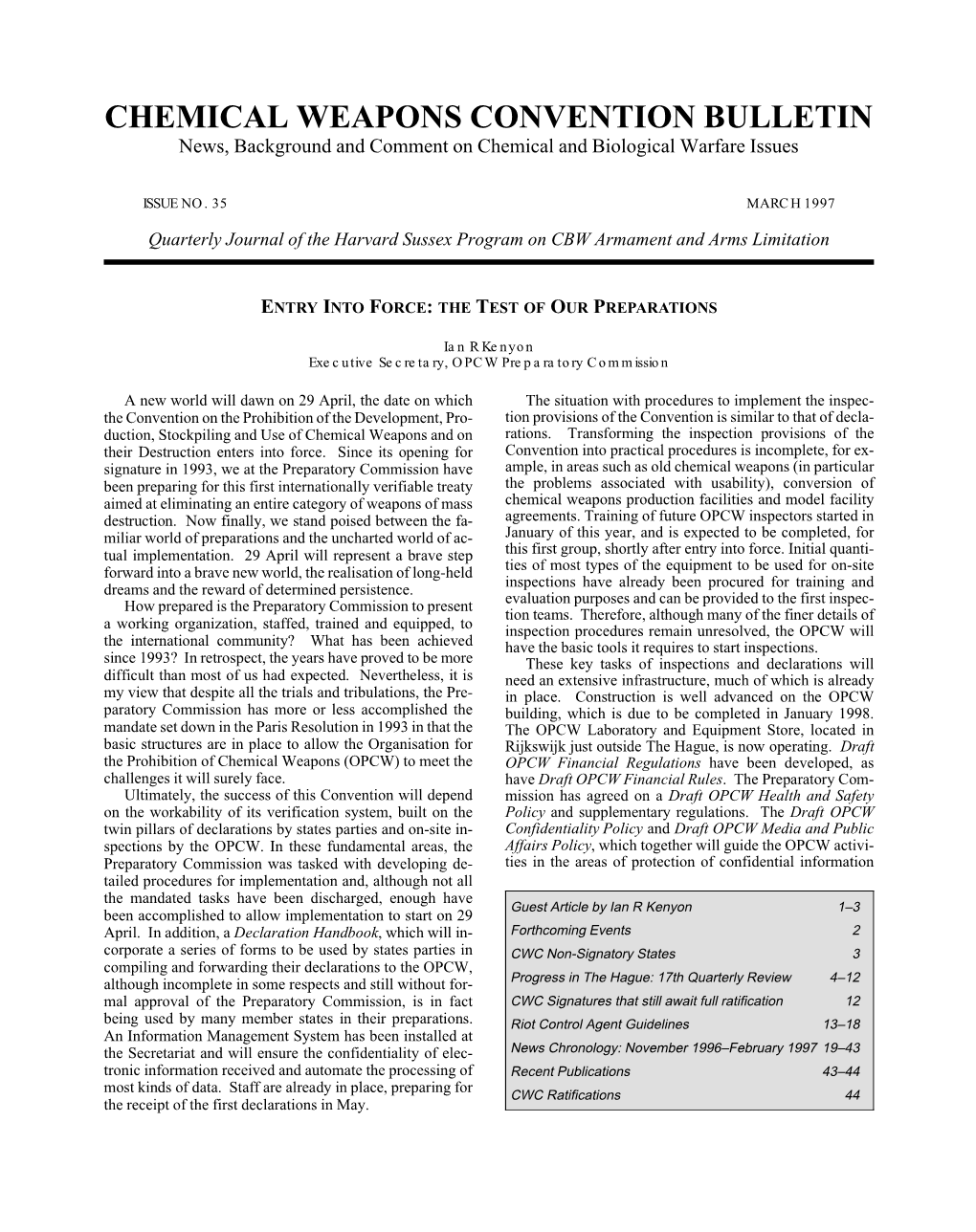 Chemical Weapons Convention Bulletin 35