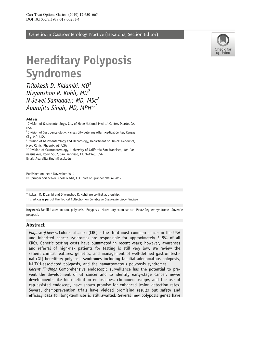 Hereditary Polyposis Syndromes Trilokesh D