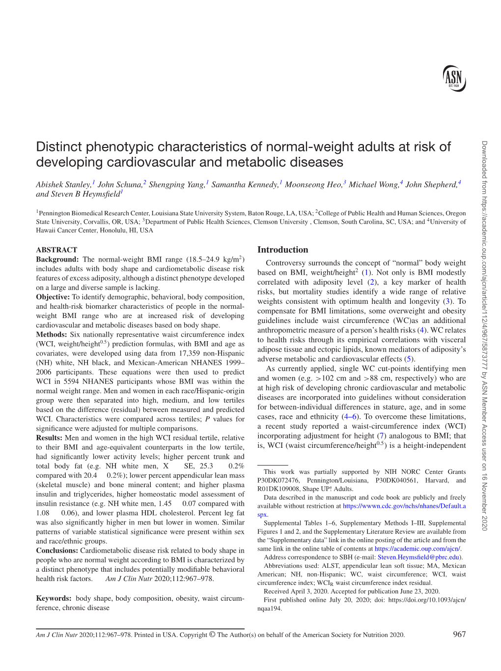 Distinct Phenotypic Characteristics of Normal-Weight Adults at Risk Of