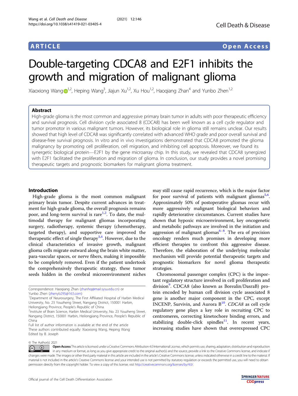 Double-Targeting CDCA8 and E2F1 Inhibits the Growth and Migration Of