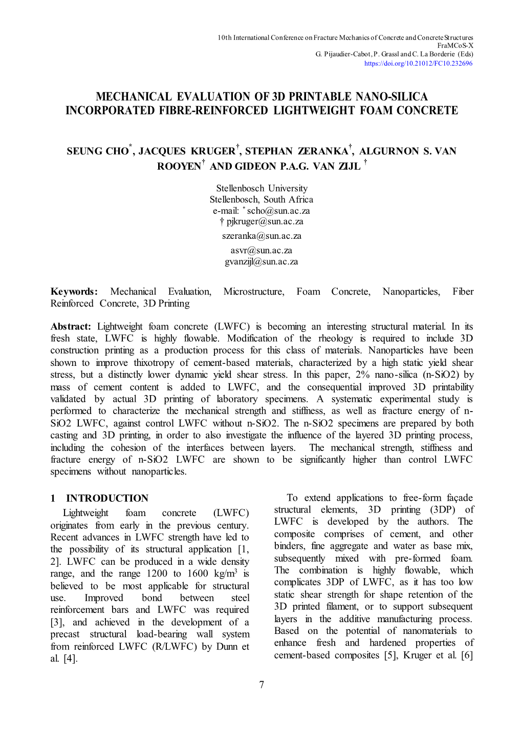 Mechanical Evaluation of 3D Printable Nano-Silica Incorporated Fibre-Reinforced Lightweight Foam Concrete