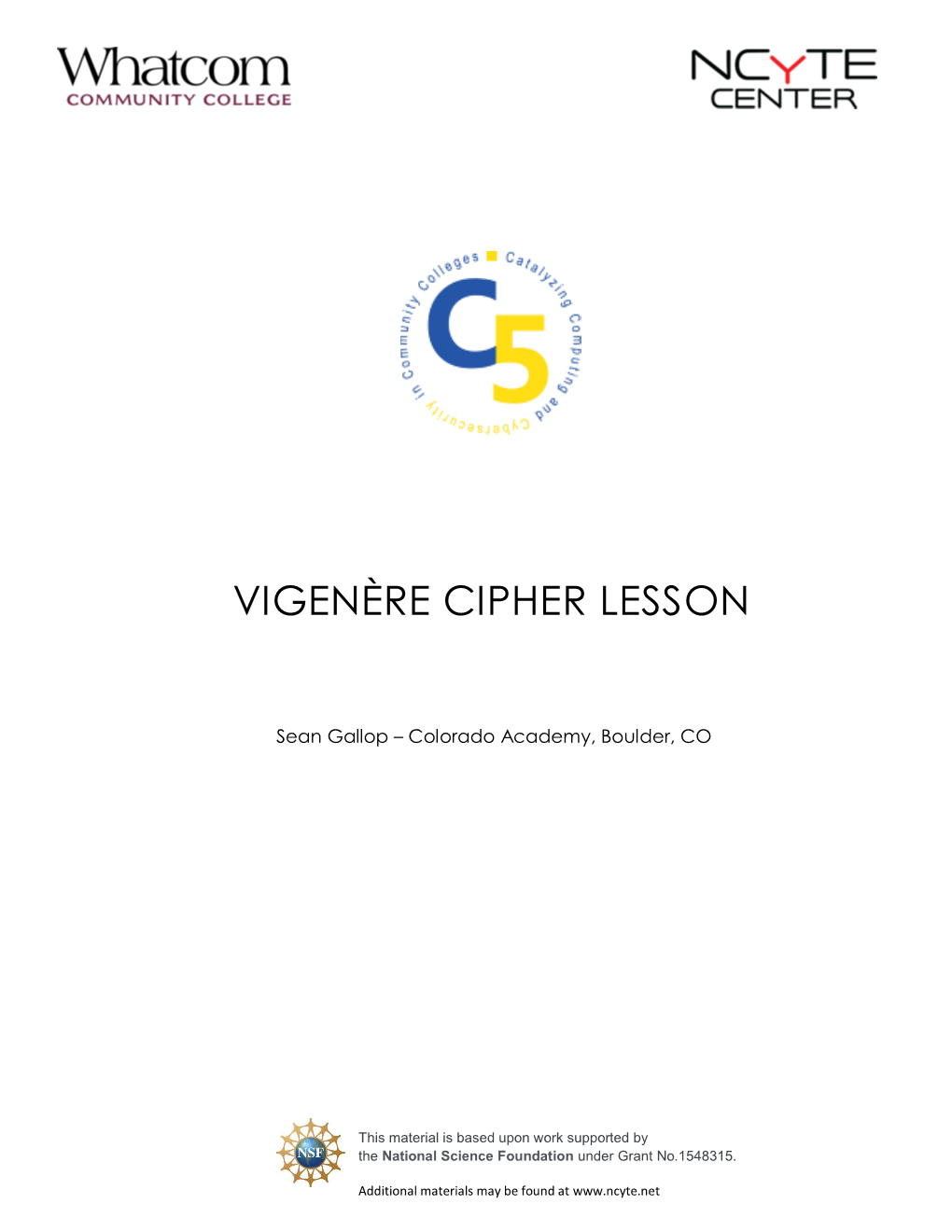 Vigenère Cipher Lesson