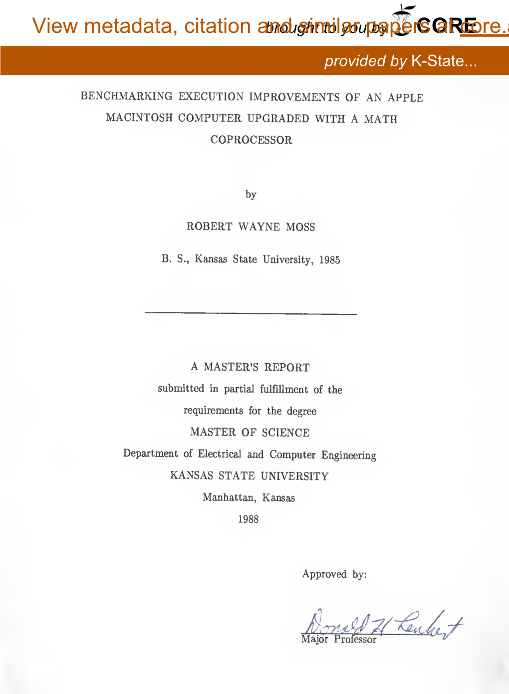 Benchmarking Execution Improvements of an Apple Macintosh Computer Upgraded with a Math Coprocessor