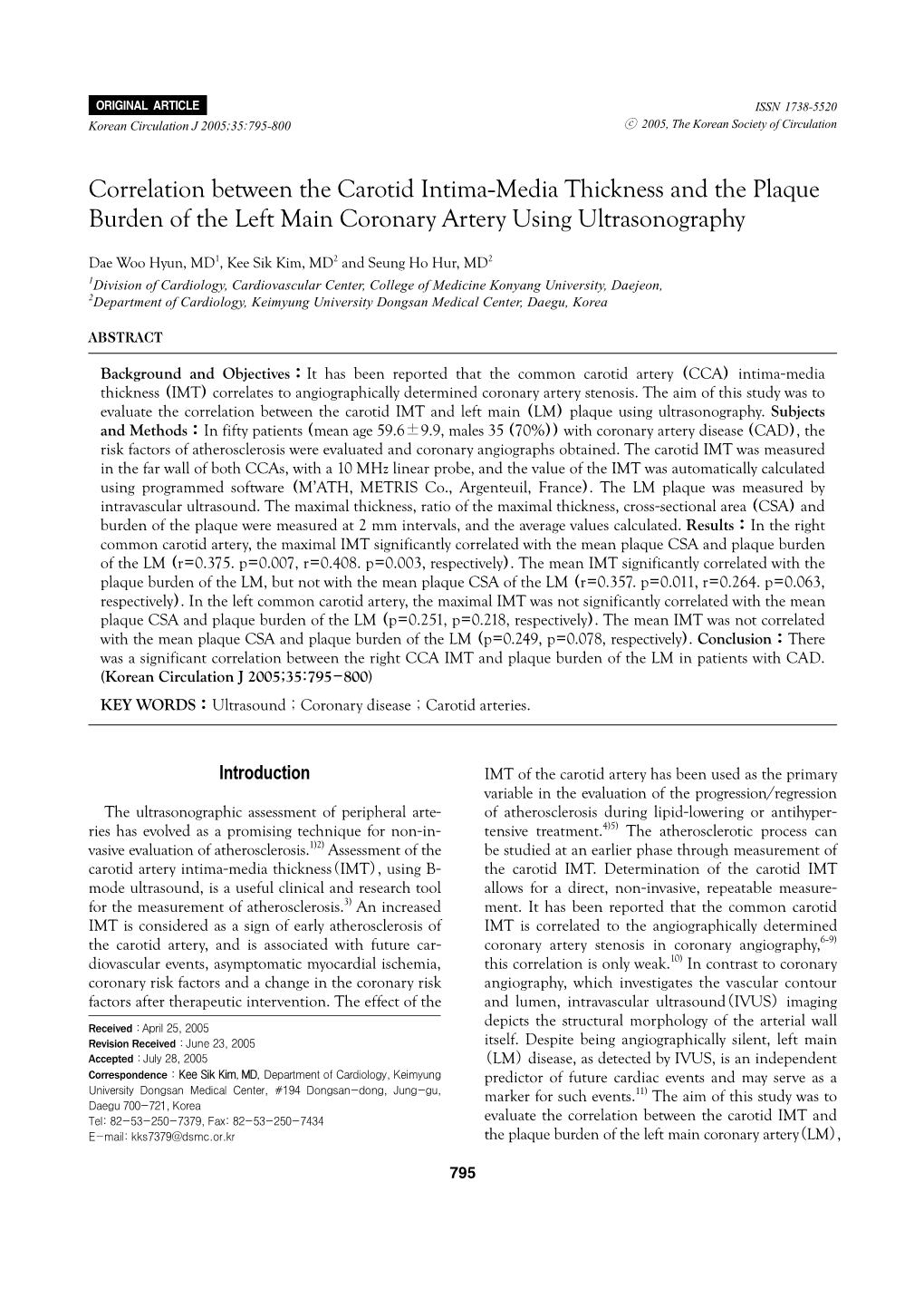 Correlation Between the Carotid Intima-Media Thickness and the Plaque Burden of the Left Main Coronary Artery Using Ultrasonography