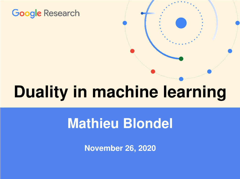 Duality in Machine Learning
