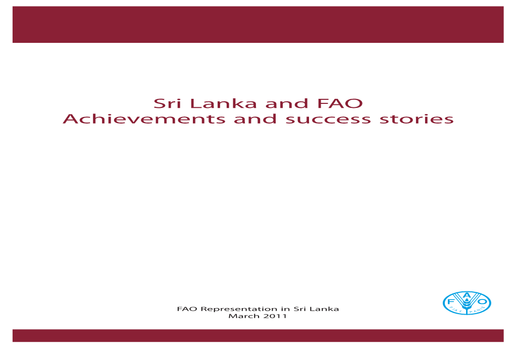 Sri Lanka and FAO Achievements and Success Stories