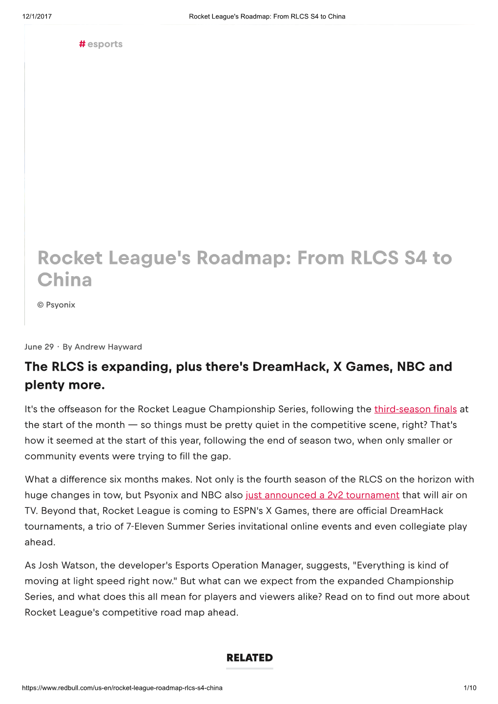 Rocket League's Roadmap: from RLCS S4 to China