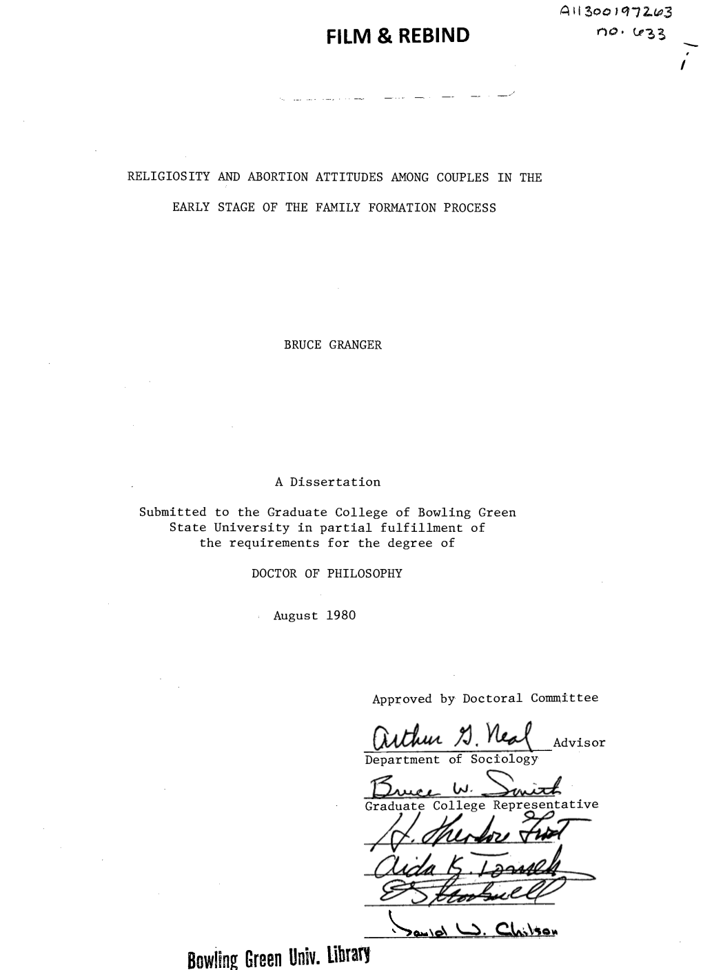 T RELIGIOSITY and ABORTION ATTITUDES AMONG COUPLES IN