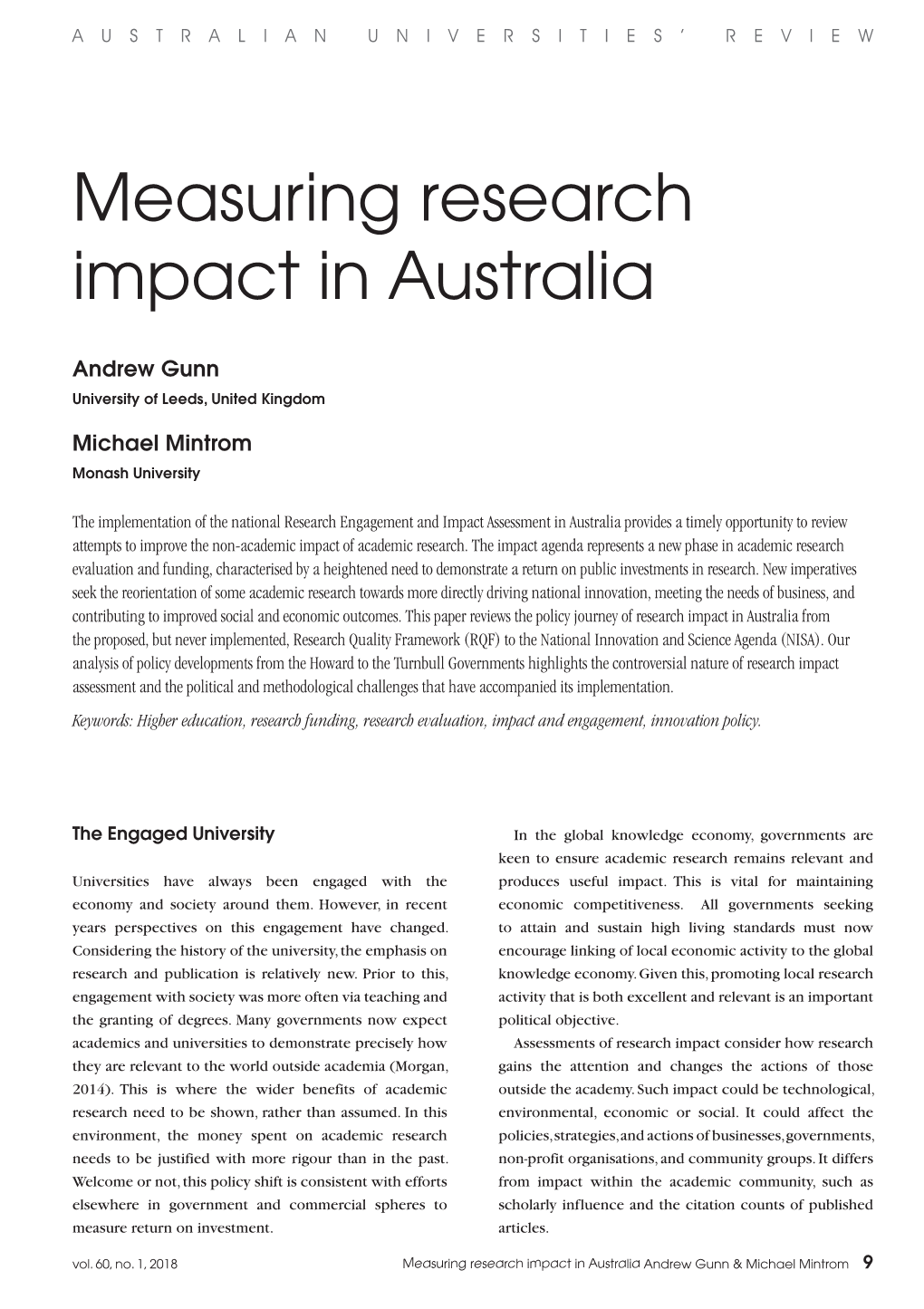 Measuring Research Impact in Australia