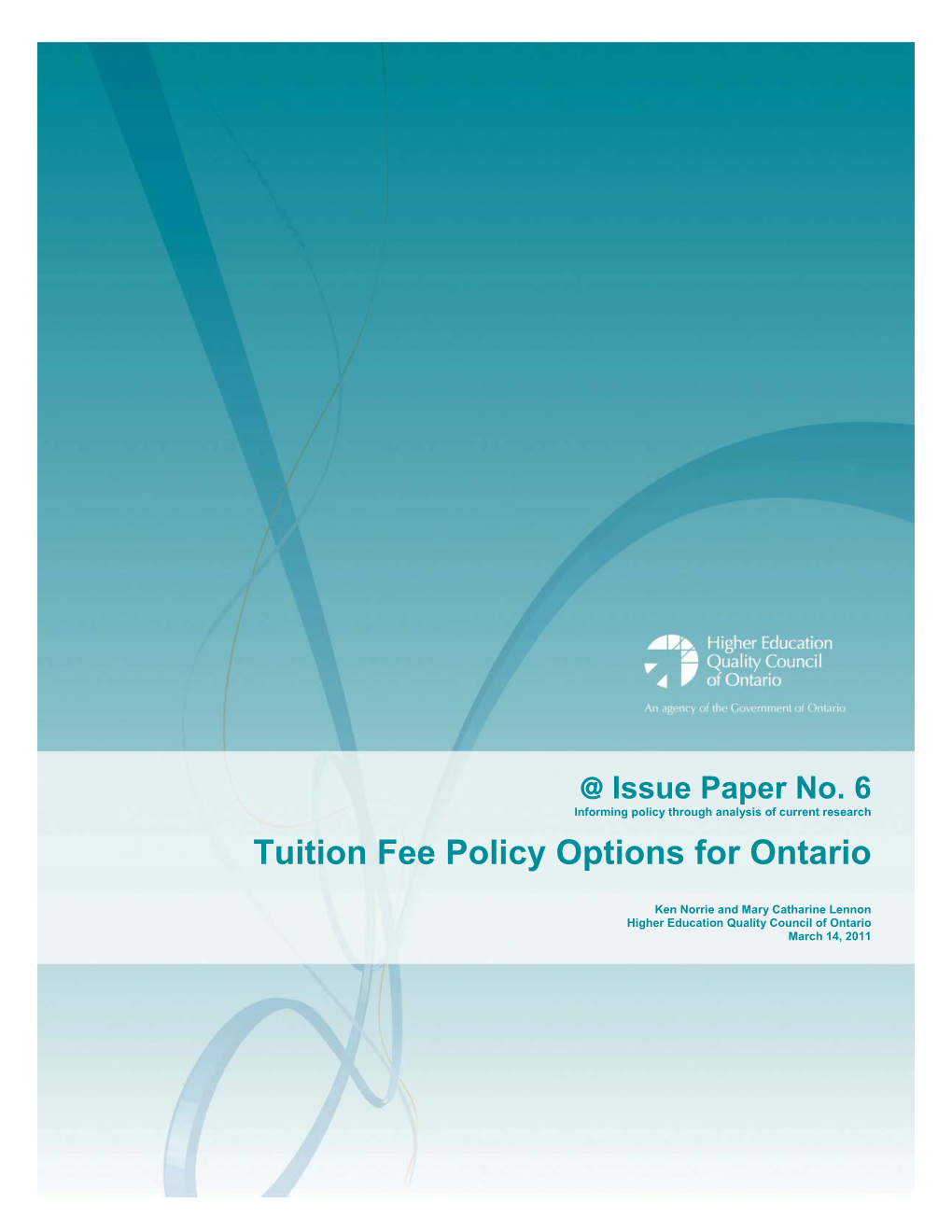 Tuition Fee Policy Options for Ontario