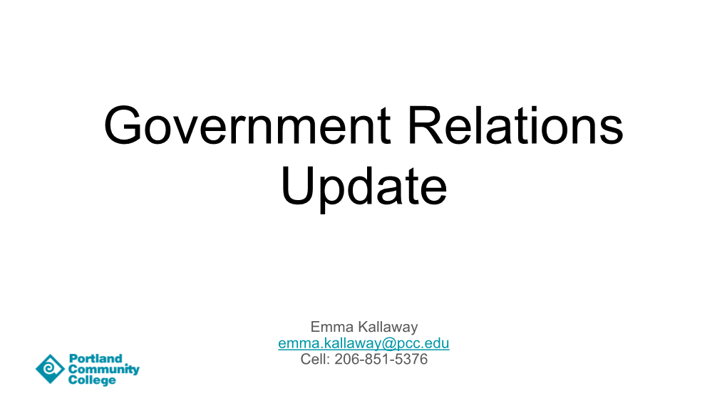Government Relations Update