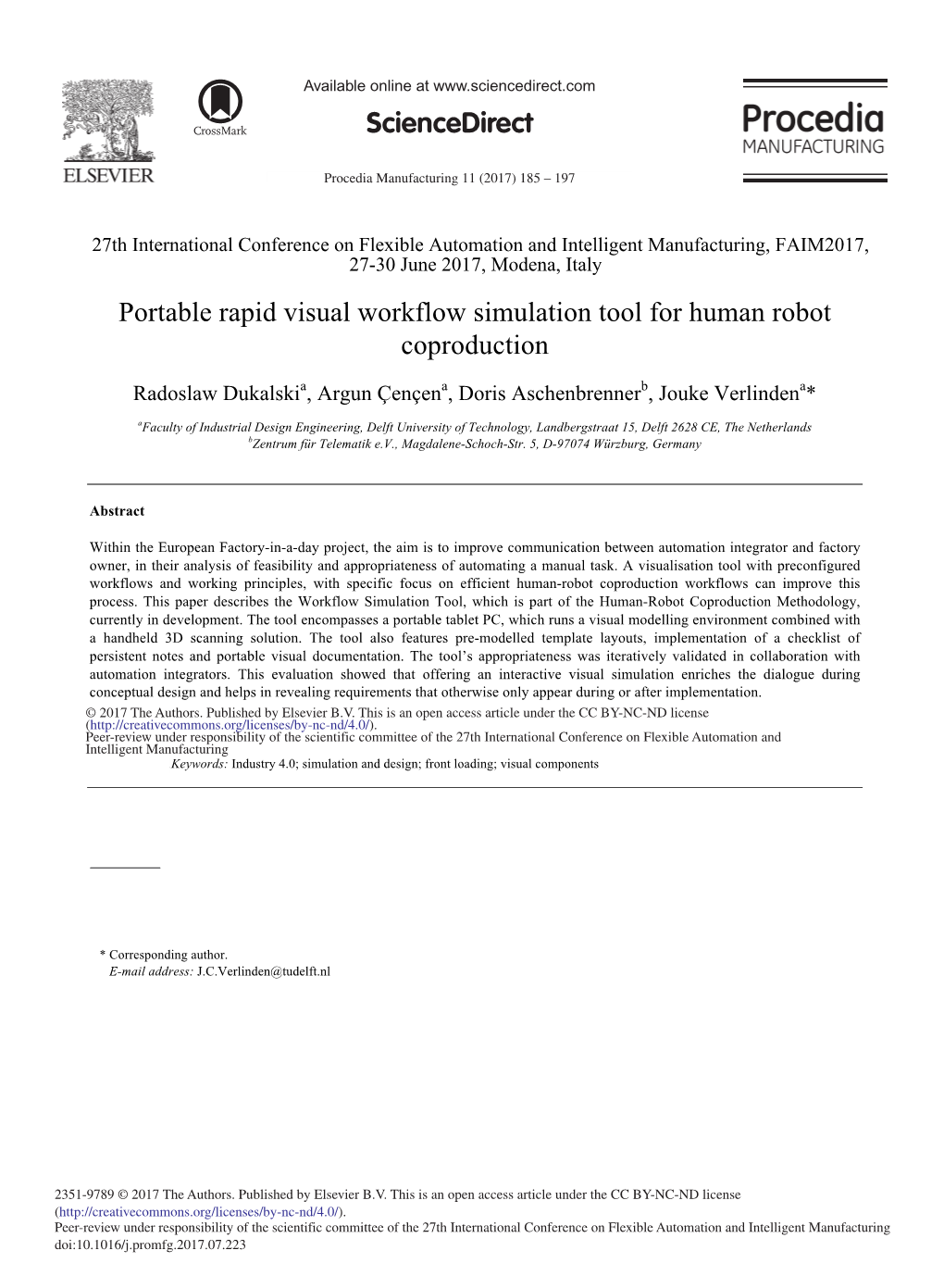 Portable Rapid Visual Workflow Simulation Tool for Human Robot Coproduction