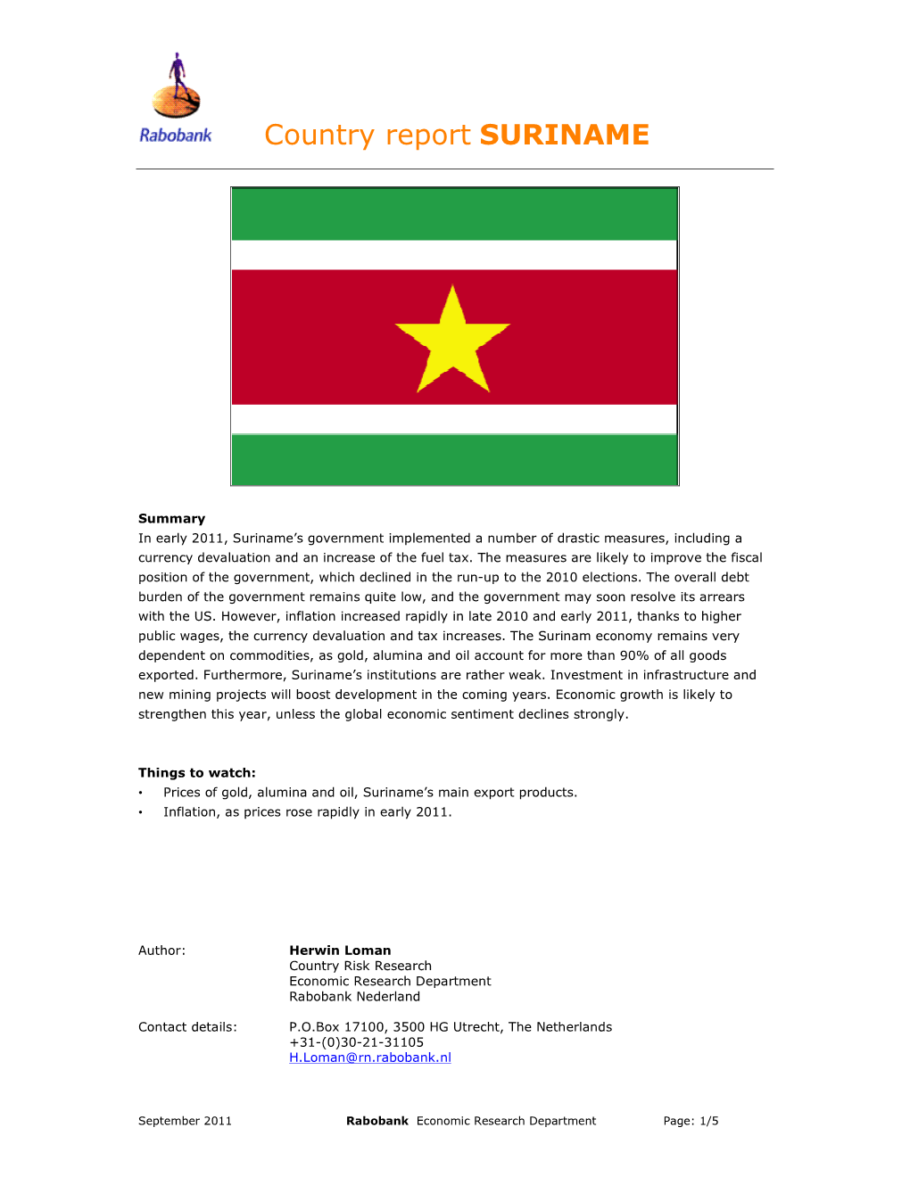 Suriname (Country Report)