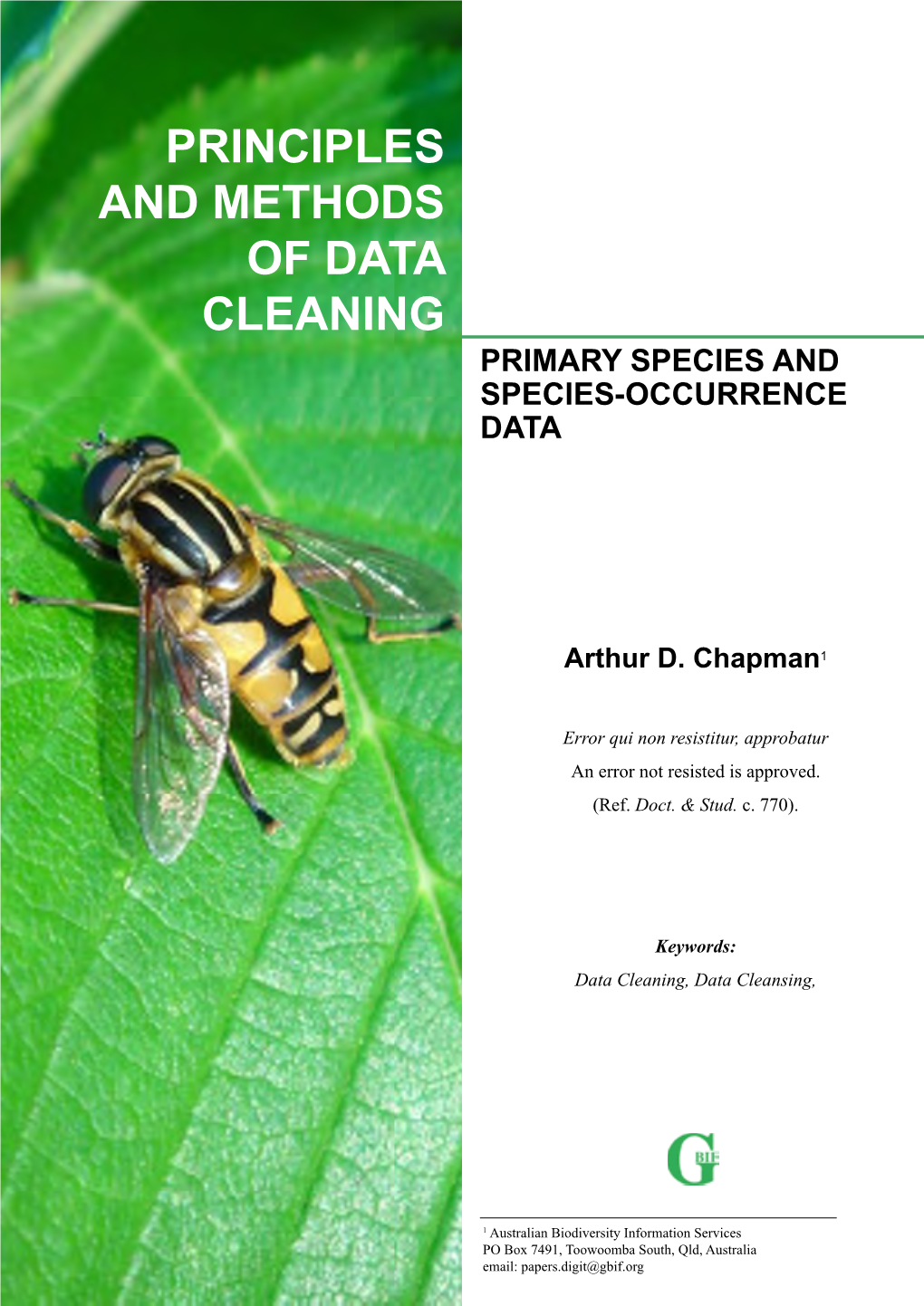 Principles and Methods of Data Cleaning Primary Species and Species-Occurrence Data