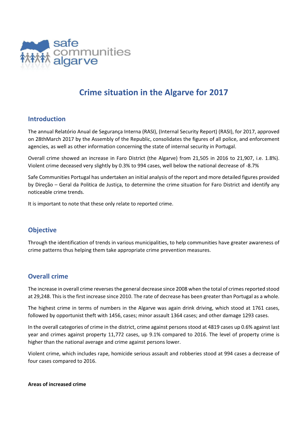 Crime Situation in the Algarve for 2017