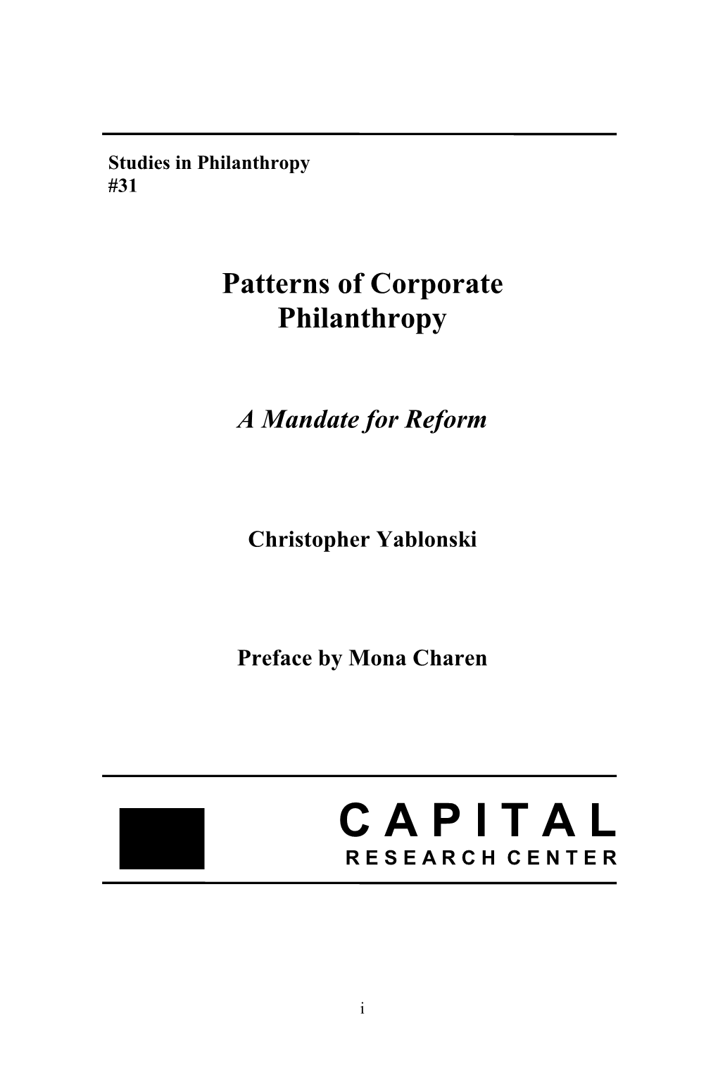 Patterns of Corporate Philanthropy