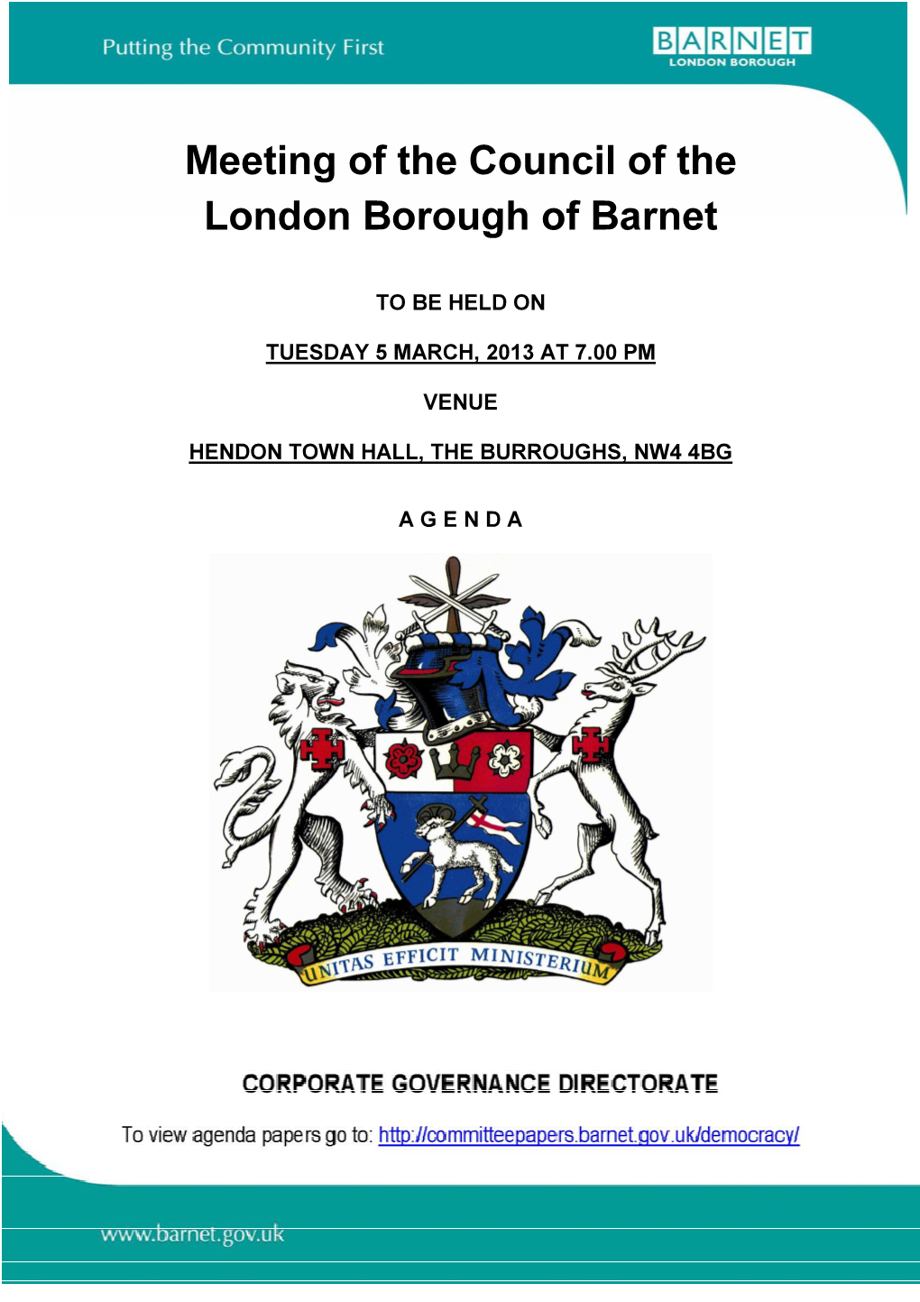 Meeting of the Council of the London Borough of Barnet
