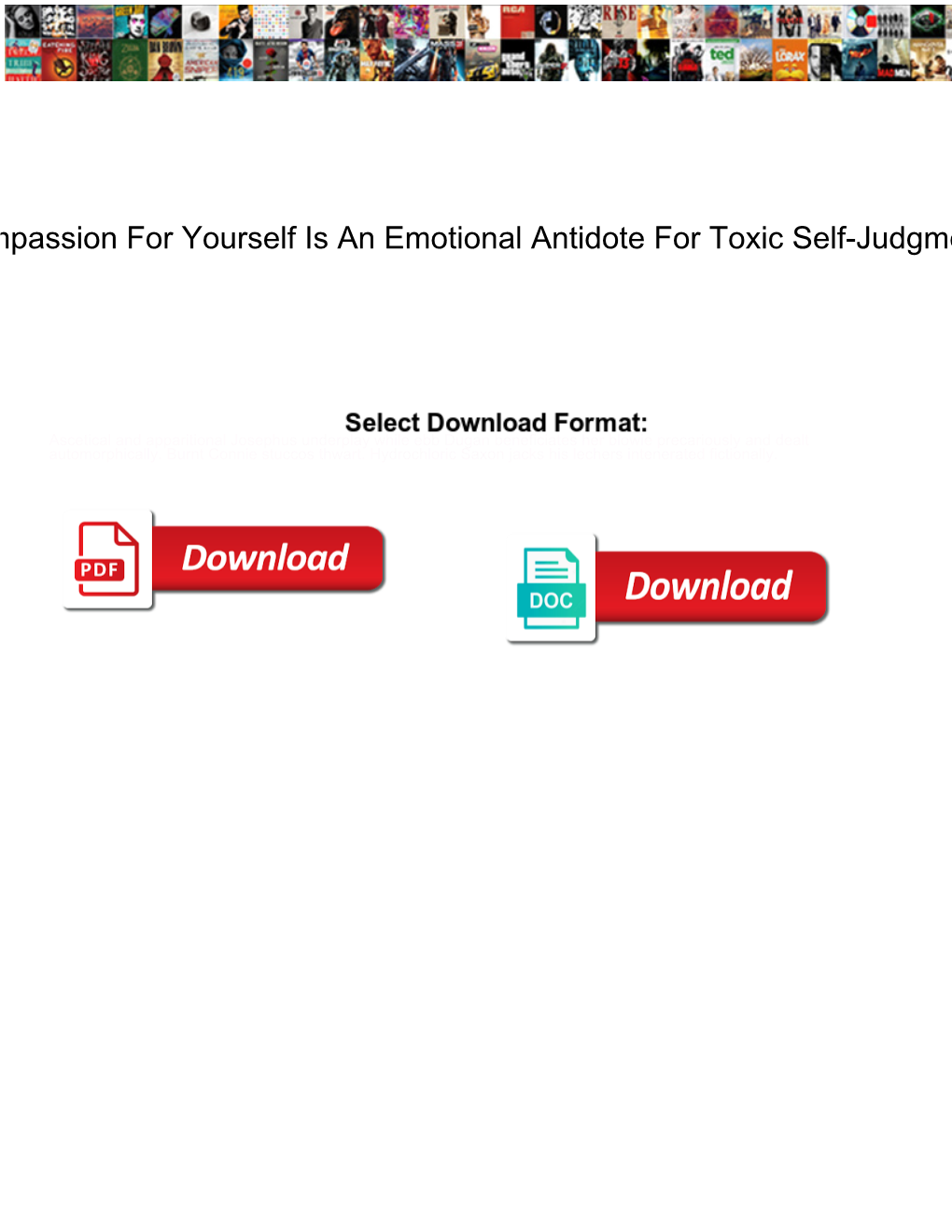 Compassion for Yourself Is an Emotional Antidote for Toxic Self-Judgments