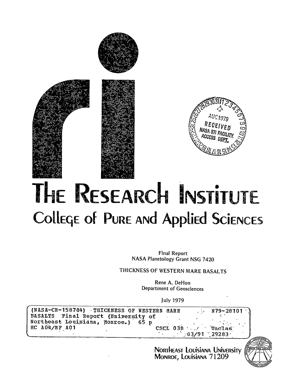 The Research INSTITUTE Colieqe of PURE and Applied Sciences