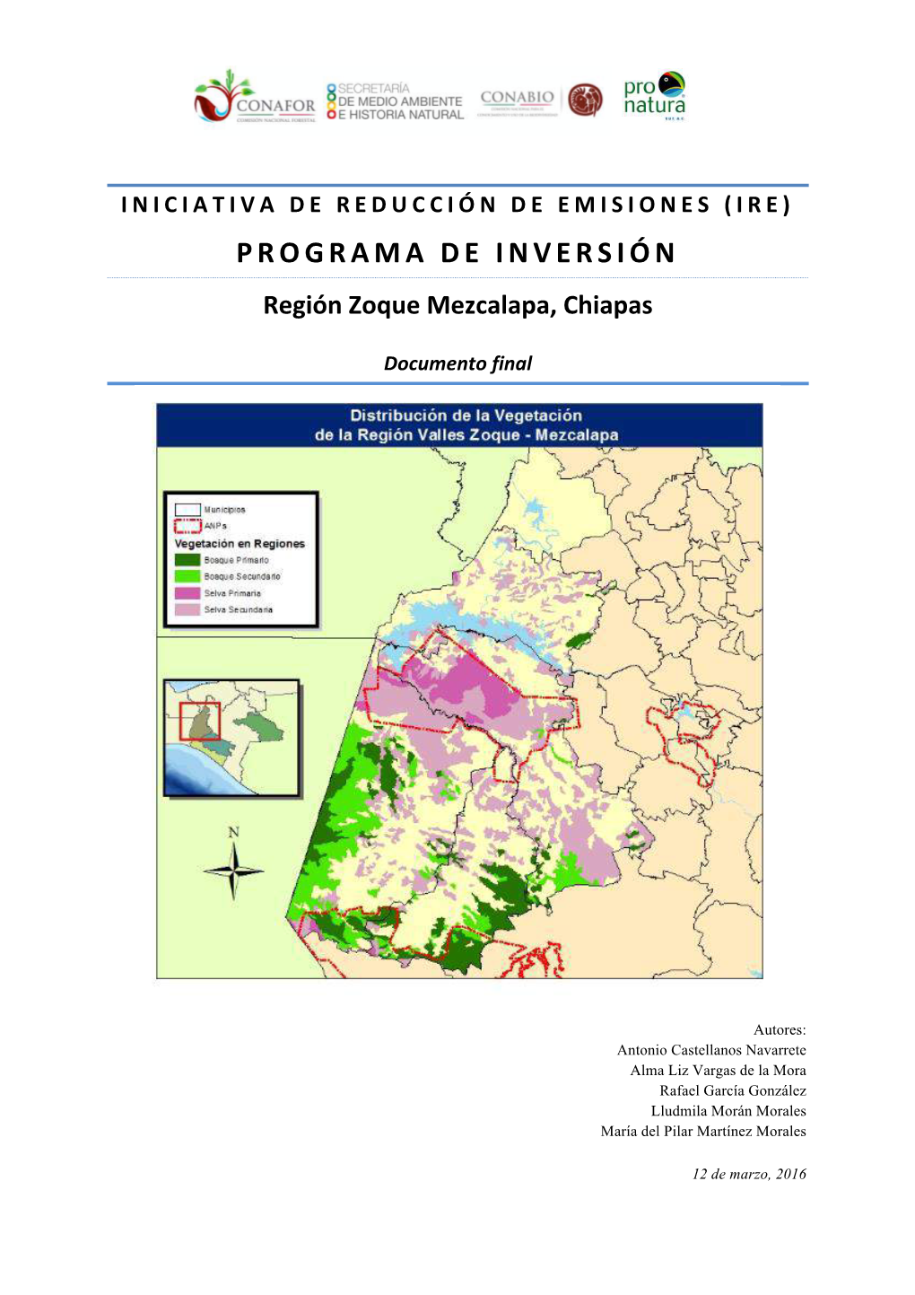 PROGRAMA DE INVERSIÓN Región Zoque Mezcalapa, Chiapas