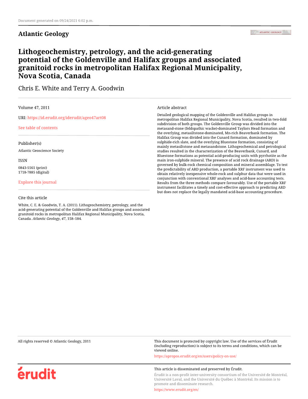 Lithogeochemistry, Petrology, and the Acid-Generating