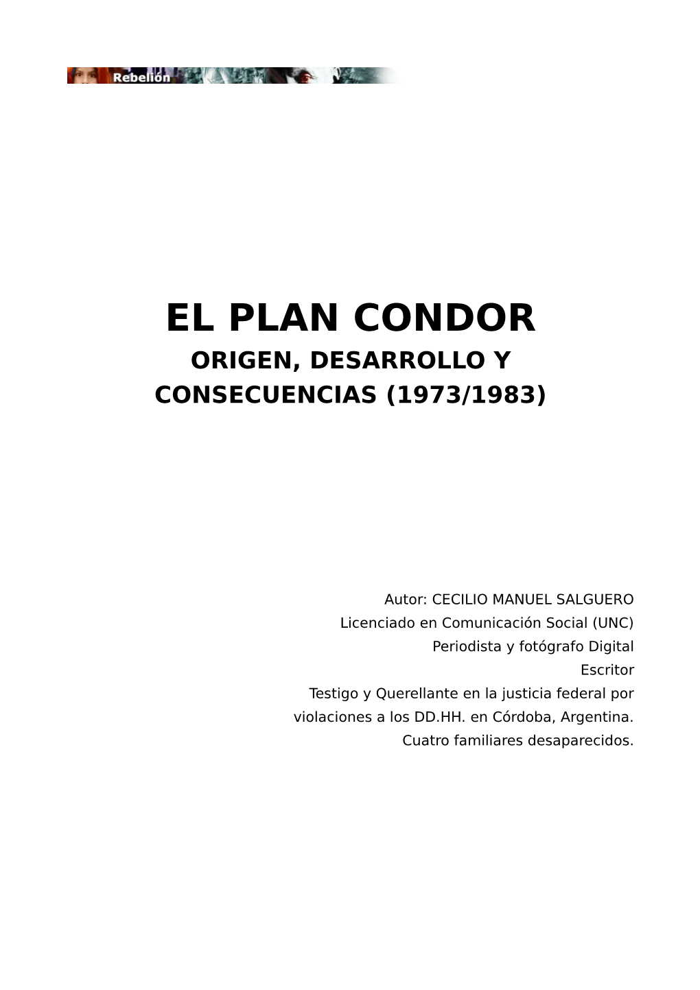 El Plan Condor En Argentina Y En Cordoba Dedicatoria