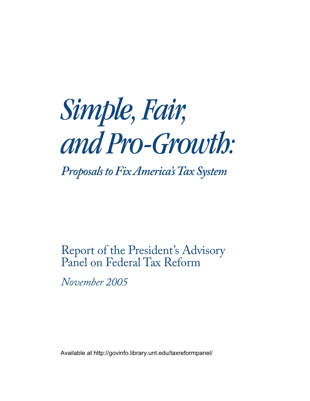 2005 Report of the President's Advisory
