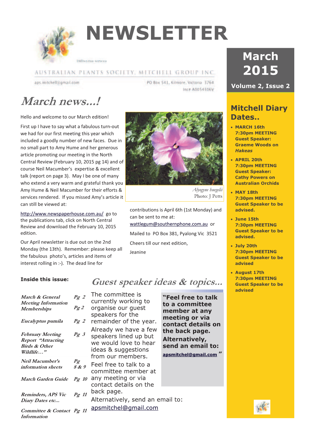 APS Mitchell Newsletter 2015. 2.2 March