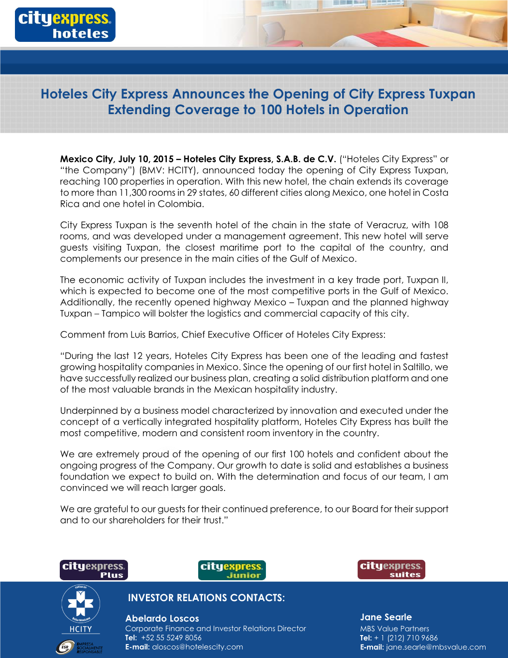 Hoteles City Express Announces the Opening of City Express Tuxpan