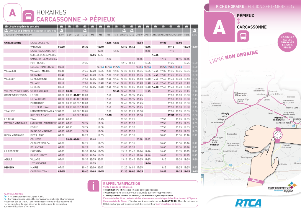 HORAIRES CARCASSONNE &gt; PÉPIEUX