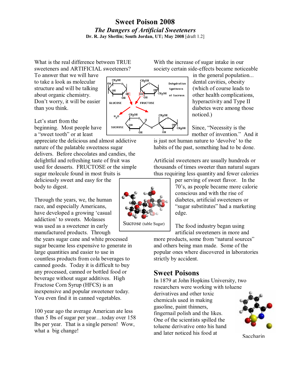 Sweet Poison 2008 the Dangers of Artificial Sweeteners Dr