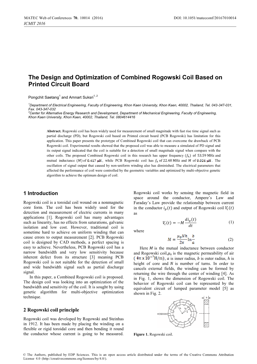 The Design and Optimization of Combined Rogowski Coil Based on Printed Circuit Board