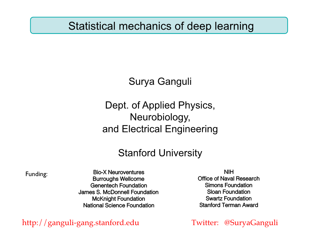 Statistical Mechanics of Deep Learning