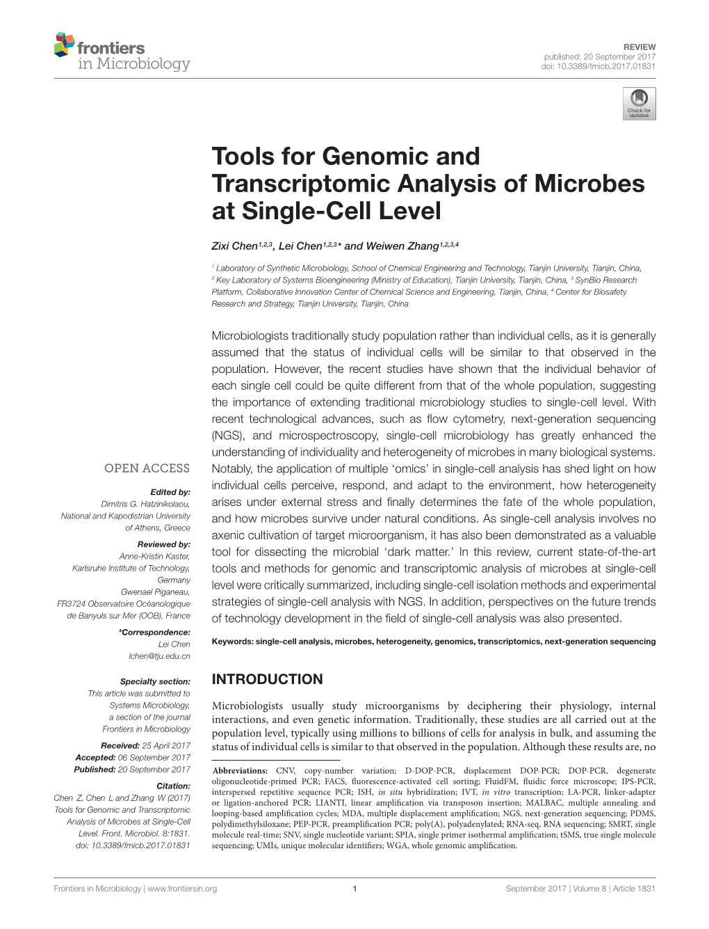 Tools for Genomic and Transcriptomic Analysis of Microbes at Single-Cell Level